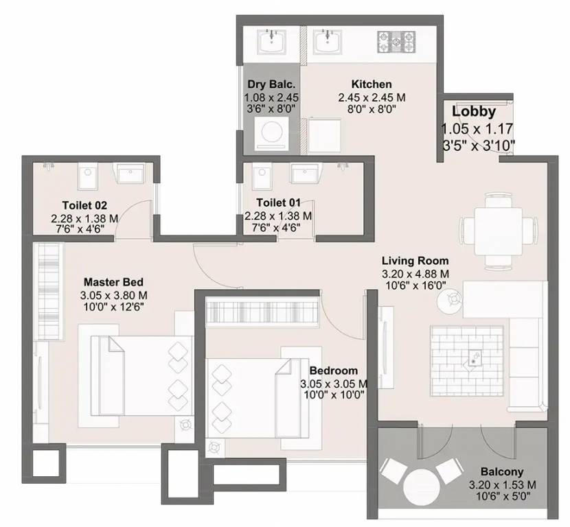 2 BHK Plan